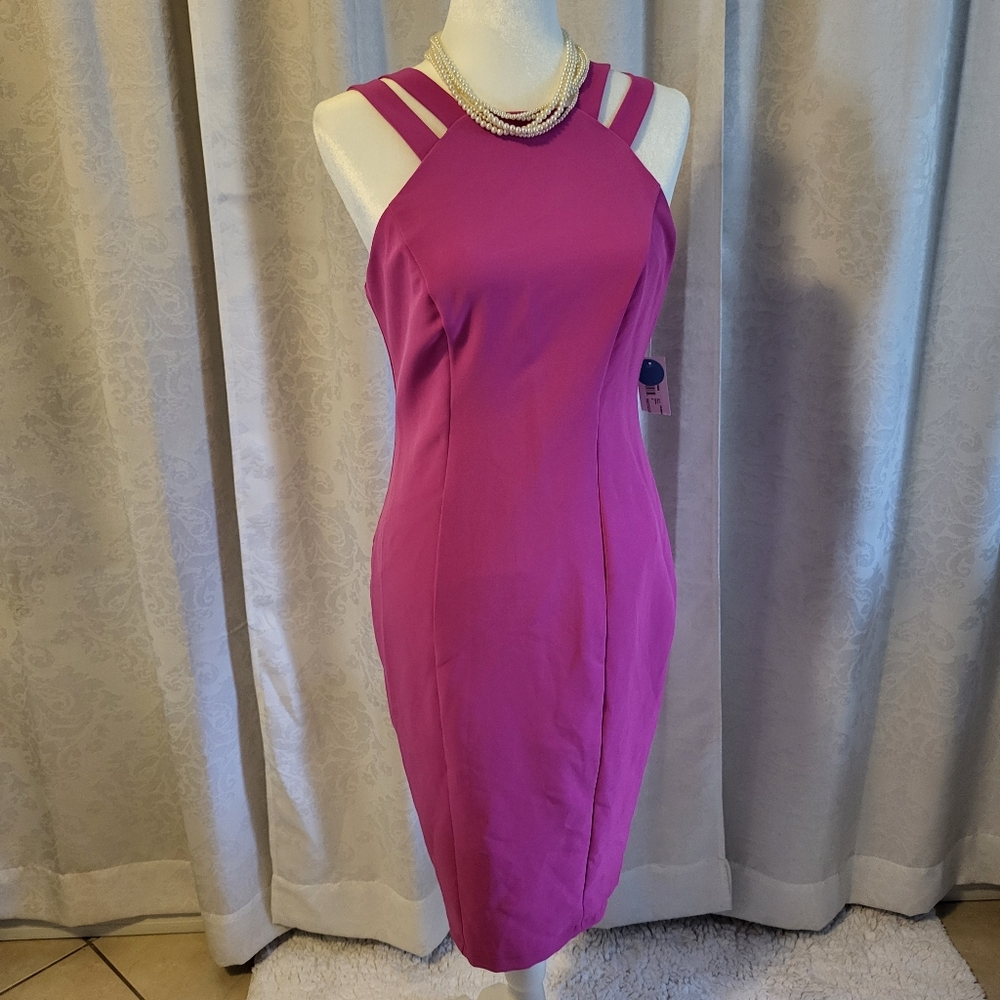 Premier Amour Halter Sheath Midi Dress, Size 4, Color Pink, Casual, Formal, Offi
